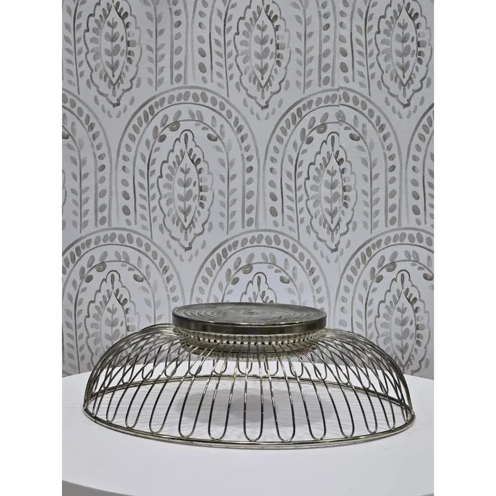 Mid-Century Modern Style Oval Silver Open Loop Wire Fruit Bread Basket Retro MCM